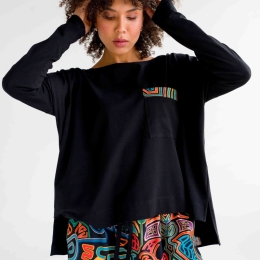 Sweatshirt Comfort Black Yala - Bio-Baumwolle