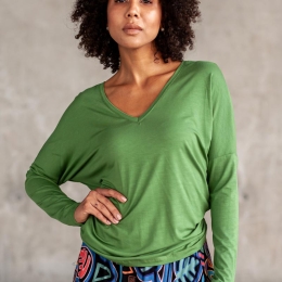 Bluse Saja Longsleeve Basil - Viskose EcoVero™