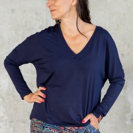 Bluse Saja Longsleeve Navy - Viskose EcoVero™