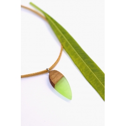 Halskette Wood Leaf Green