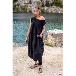 Kleid Ankara Black Mopti - Bio-Baumwolle