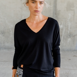 Bluse Saja Longsleeve Black - Viskose EcoVero™