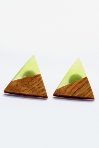 Ohrringe Wood Triangle Green