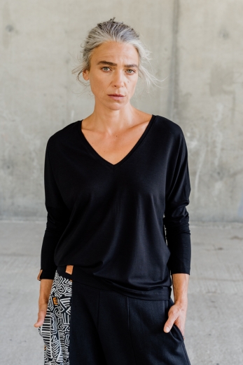 Bluse Saja Longsleeve Black - Viskose EcoVero™