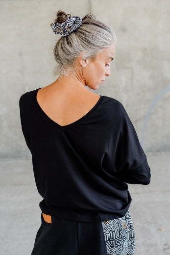 Bluse Saja Longsleeve Black - Viskose EcoVero™