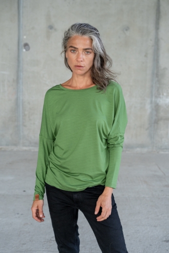 Bluse Saja Longsleeve Basil - Viskose EcoVero™