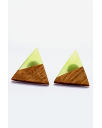 Ohrringe Wood Triangle Green