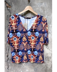 Bluse Soso Navy & Brown - M/L