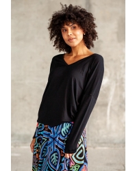 Bluse Saja Longsleeve Black - Viskose EcoVero™