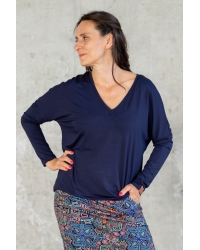 Bluse Saja Longsleeve Navy - Viskose EcoVero™