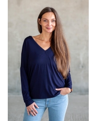 Bluse Saja Longsleeve Navy - Viskose EcoVero™