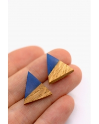 Ohrringe Wood Triangle Blue