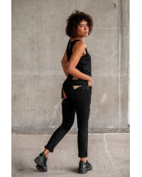 Jeans Mona Patch Black - Zertifizierte Baumwolle