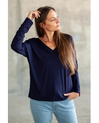 Bluse Saja Longsleeve Navy - Viskose EcoVero™