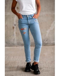 Jeans Mona Mini Patch Sky Blue - Zertifizierte Baumwolle