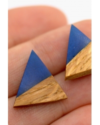 Ohrringe Wood Triangle Blue