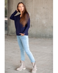 Bluse Saja Longsleeve Navy - Viskose EcoVero™