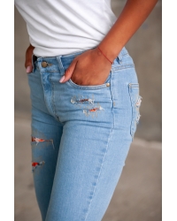 Jeans Mona Mini Patch Sky Blue - Zertifizierte Baumwolle